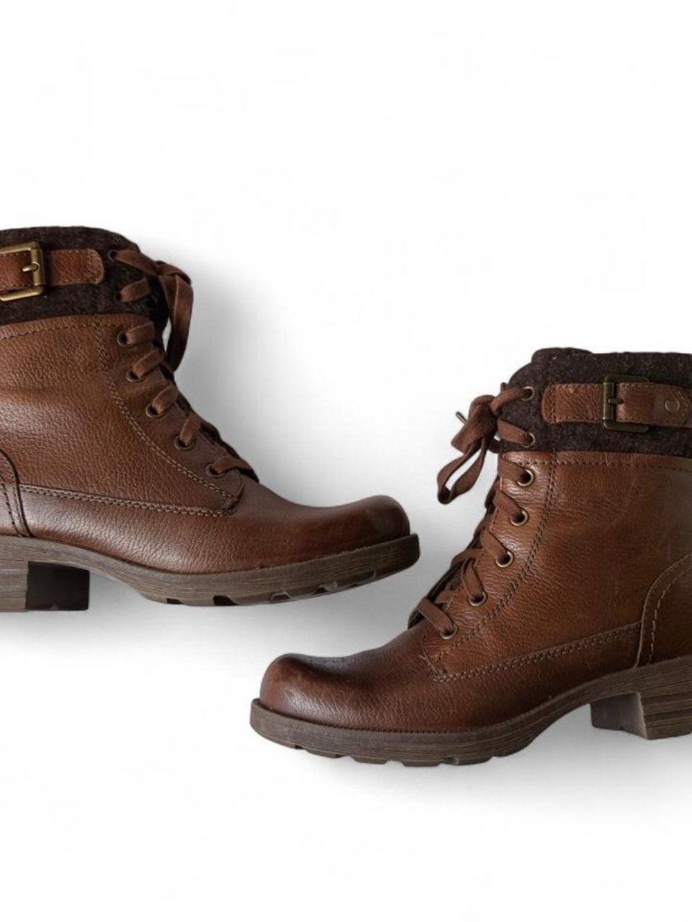 Earth Origins brown leather ankle combat syle boots with a boho vibe, size US 8 - Picture 4 of 8